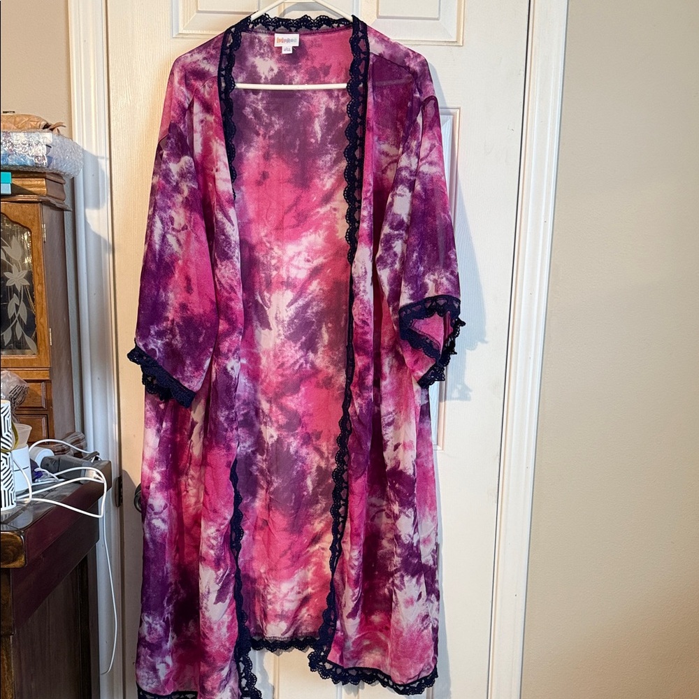 LuLaRoe Chloe Pink and Purple Bohemian Overlay